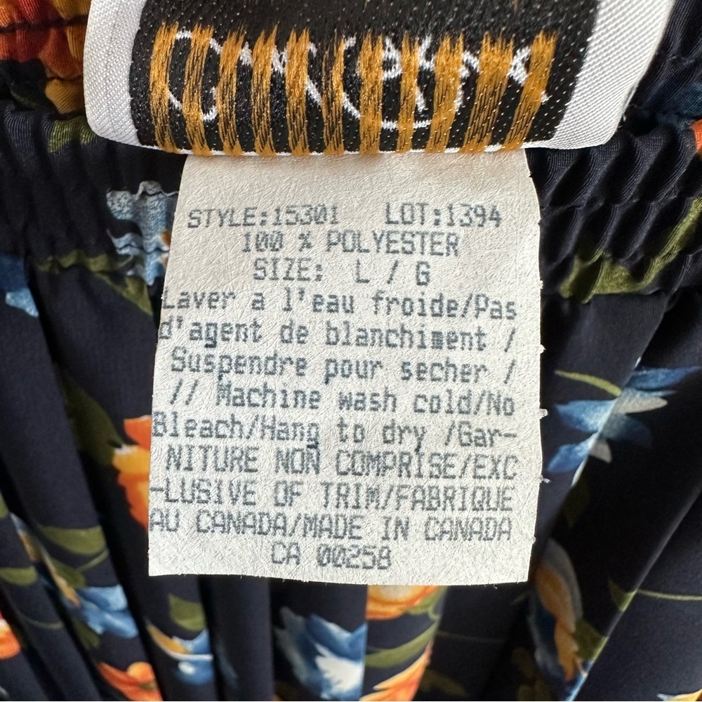 Size L Vintage Carroll Reed Women’s Navy Floral Pleated Midi Skirt - Picture 6 of 6